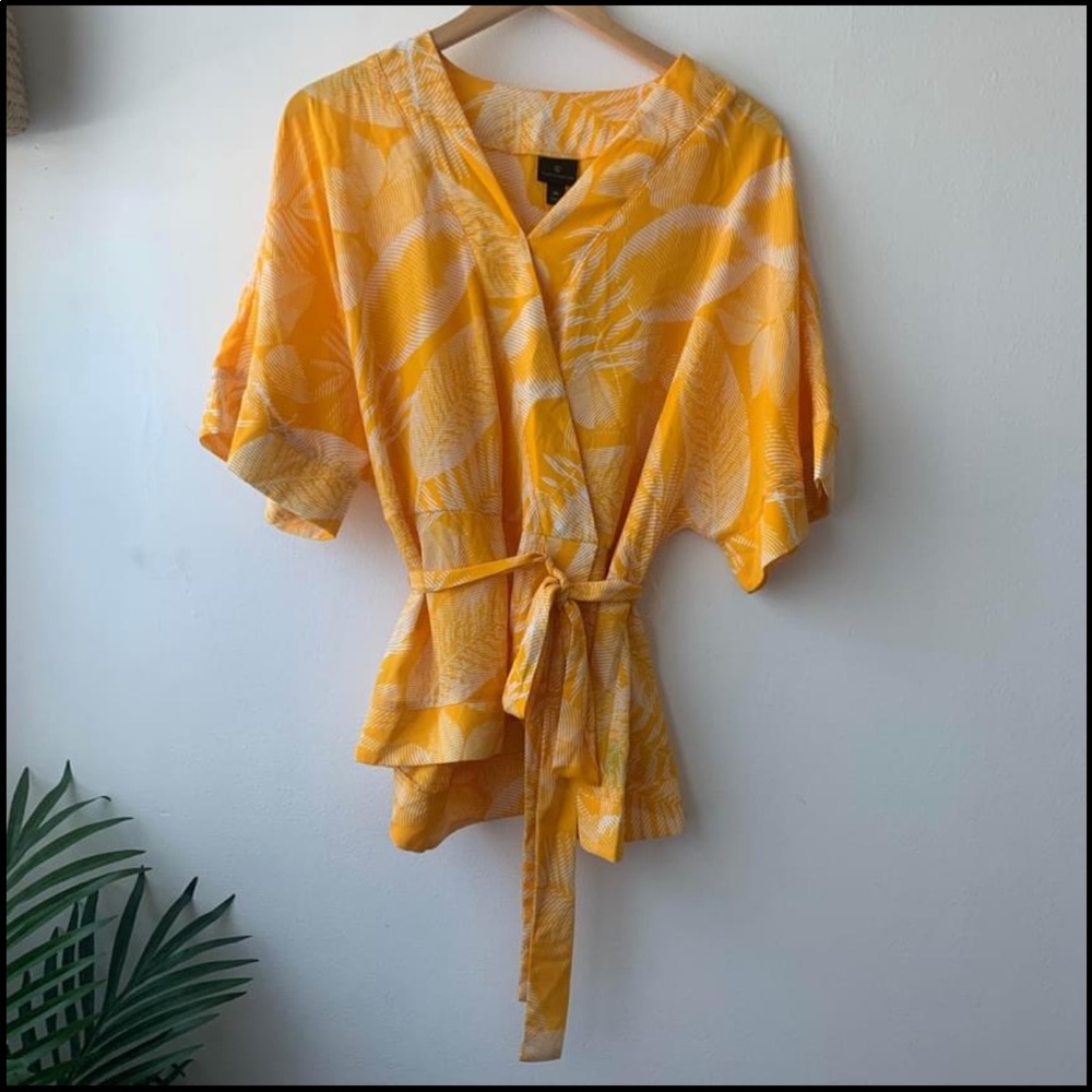 Yellow, flowing wrap blouse. NWT